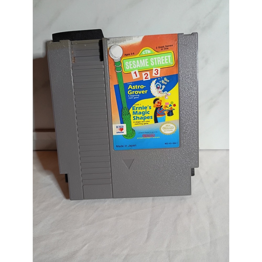 Sesame Street 1 2 3 Nintendo NES Game Astro-Grover Ernie's Magic Shapes Game